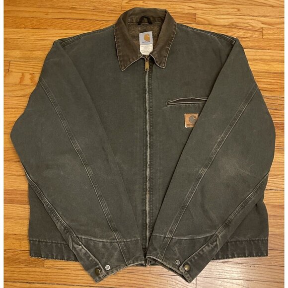 Vintage XL Carhartt J97 MOS Detroit Moss Green Patina Blanket Lined Jacket USA - Picture 9 of 12
